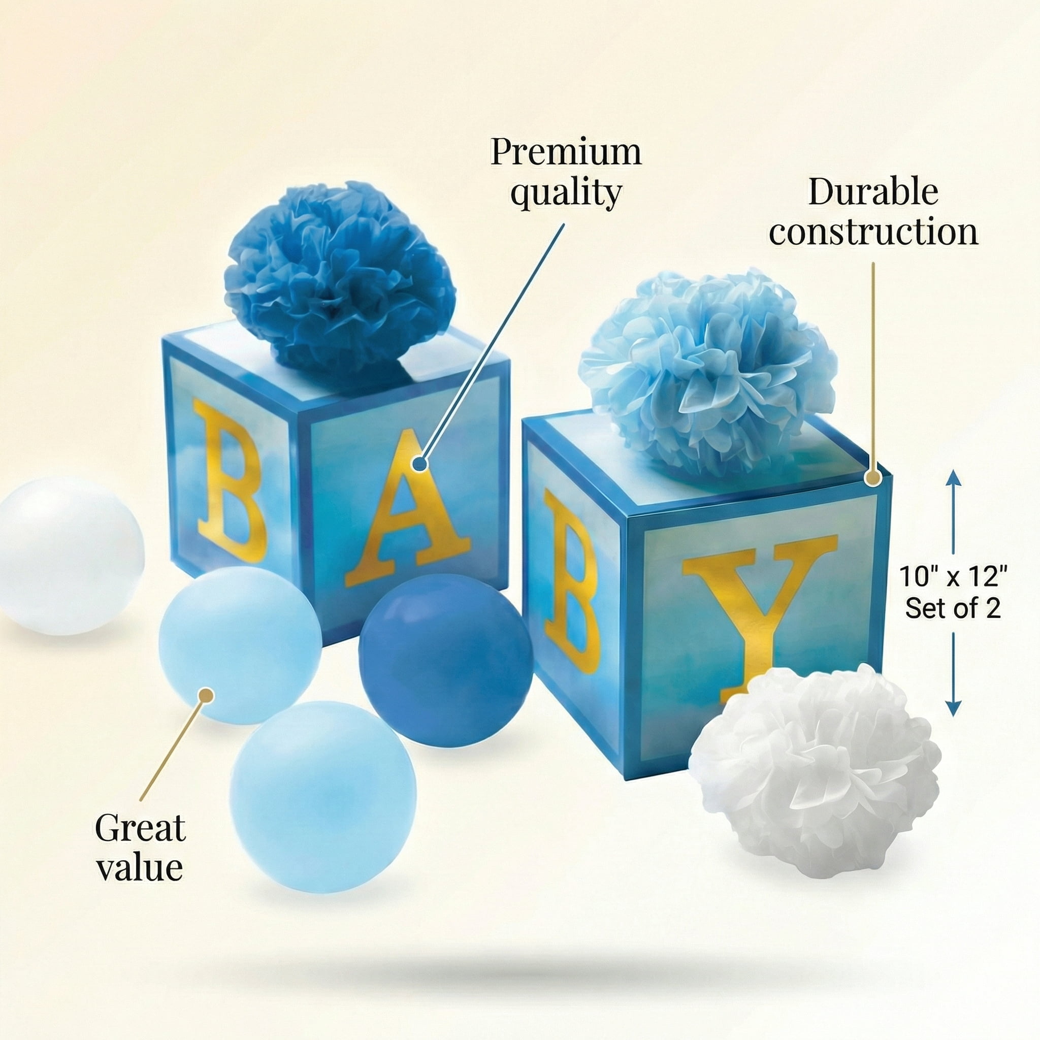 Amscan Blue Table Boxes Decorating Kit for Baby Shower – Set of 2