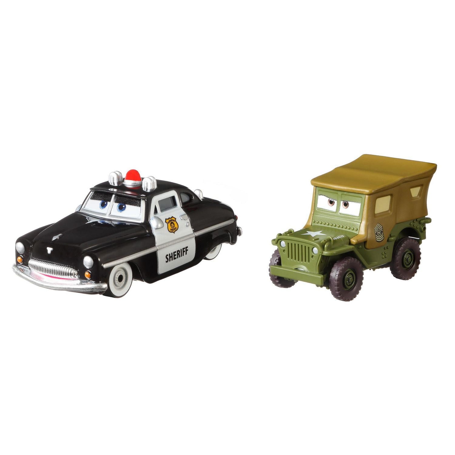 Disney and Pixar Cars 3 2-Pack Sheriff and Sarge, 1:55 scale Die-Cast Fan Favorite Character Vehicles