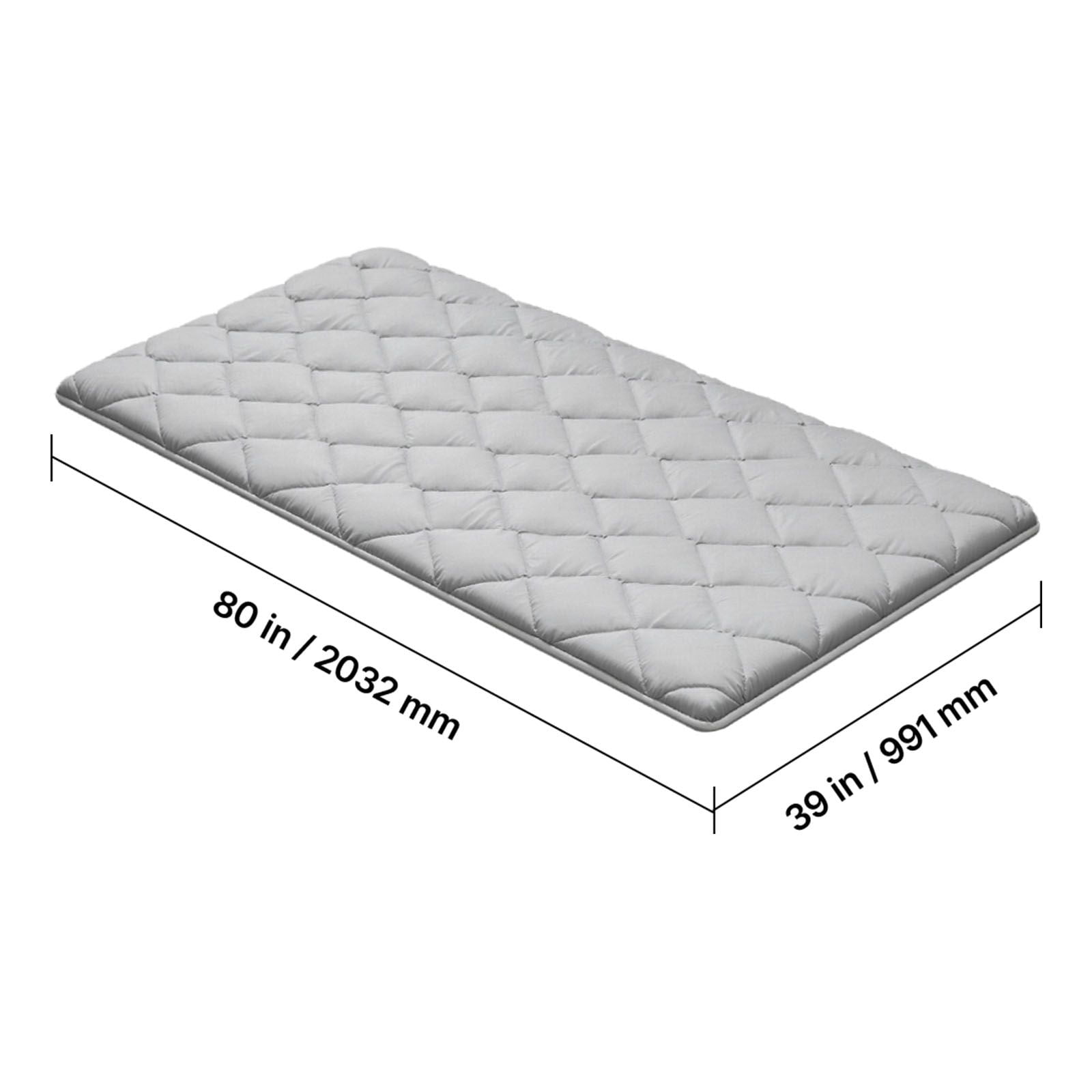 Japanese Tatami Mat Twin Size 80x39x2.5", 9-Layer Support, Memory Foam, Storage Bag, Gray, for Floor Sleeping Meditation Yoga