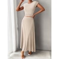 thumbnail image 5 of Women's Short Sleeve Slim Fit Long Dress Set - 92% Viscose, 8% Elastane, 5 of 7