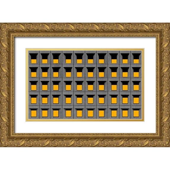 Schuster, Inge 32x21 Gold Ornate Wood Framed with Double Matting Museum Art Print Titled - Yellow squares