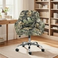 thumbnail image 2 of Whosucclay Forest Camo Hunting Print Stretch Curved Back Dining Chair Covers, Swivel Armchair Protector, Vanity Office Desk Chairs Cover, Leisure Arm Chair Sliopcover with Arms for Dining Room, 2 of 7