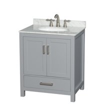 Wyndham Collection Sheffield 30" No Mirror Wood Single Bathroom Vanity in Gray