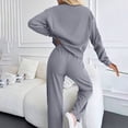 thumbnail image 6 of HAPIMO Womens 2 Piece Lounge Sets Casual Sweatsuits Matching Set Long Sleeve Pullover Tops with Elastic Waist Wide Leg Pant Homewear Sets Gray M, 6 of 7