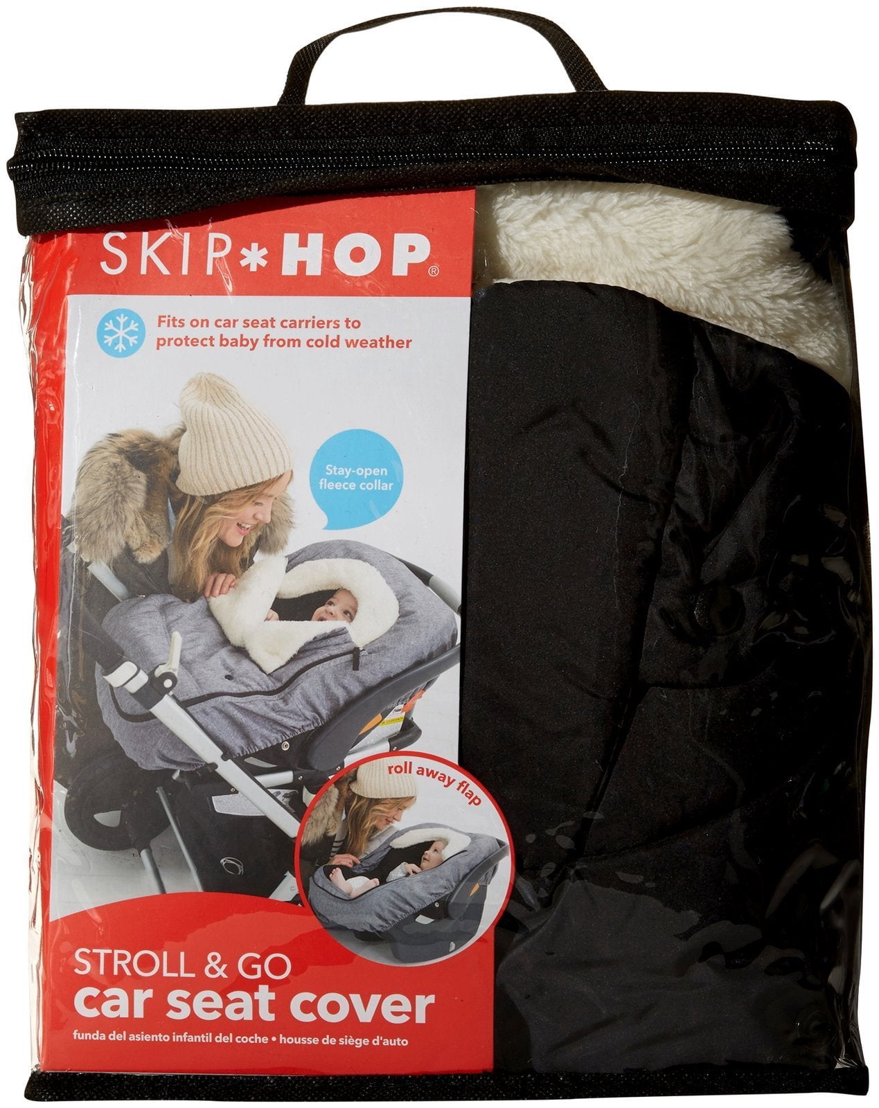 Stroll & Go Black Infant Car Seat Cover - Weather Resistant & Plush Fleece Lining for Babies
