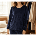 thumbnail image 3 of Mineart Women Winter Flannel Sleep Top Long Sleeve Loungewear Shirt Warm Cozy Casual Pajama Blouse Wearable for Indoor Outdoor, 3 of 7