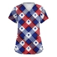 thumbnail image 2 of Trgacdwlo S-5XL 4th of July Plus Size Scrub Top Stars Stripe Print Womens Work Tops V Neck Short Sleeve Nurse Uniform with Pocket, 2 of 5