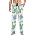 thumbnail image 3 of Men's Pajama Pants with Pockets Sleepwear Lounge Pants Stretch Casual Green Cactus Succulent 1, 3 of 6
