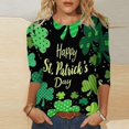 thumbnail image 3 of CHUANK Hauts de la Saint-Patrick pour Femmes Printemps Été Manches Longues T-Shirts Coupe Ample Col Rond Décontracté, 3 of 4