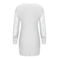 thumbnail image 4 of Levmjia Ladies Maxi Party Dress Petite Women Solid Sequined Stitching Shining Club Sheath Long Sleeved Mini Dress White, 4 of 5