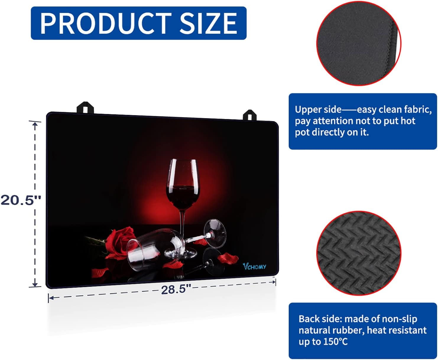 Stove Top Covers for Electric Stove, Extra Thick Natural Rubber Glass Top Protector,Prevents Scratching, Expands Usable Space (28.5'''' x 20.5'''' Rose)