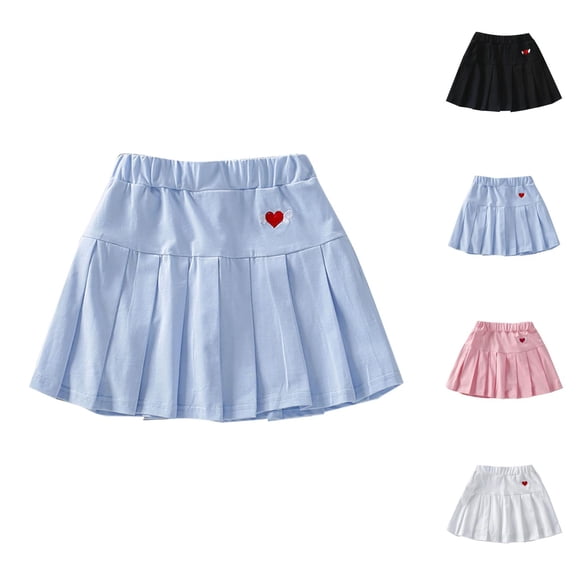 Toddler Little Kid Baby Girl Skorts Skirts for Girls Flared Plain Pleated Skater Skirt with Built-in Shorts Active Sport Skirt for School and Playwear