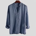 thumbnail image 1 of Lefu Men's Chinese Style Solid Color Loose V-neck Long Sleeve Pullover Tops, 1 of 4