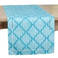thumbnail image 1 of Saro Lifestyle Laser-Cut Hemstitch Runner 16 x 108 in. Turquoise Moroccan Style Table Runner, 1 of 1