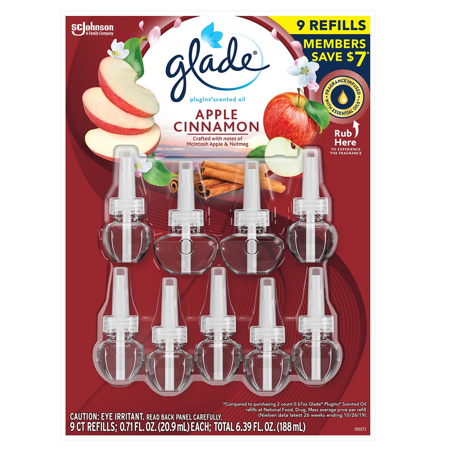 Glade PlugIns Scented Oil Refill, Essential Oil Infused Wall Plug In (6