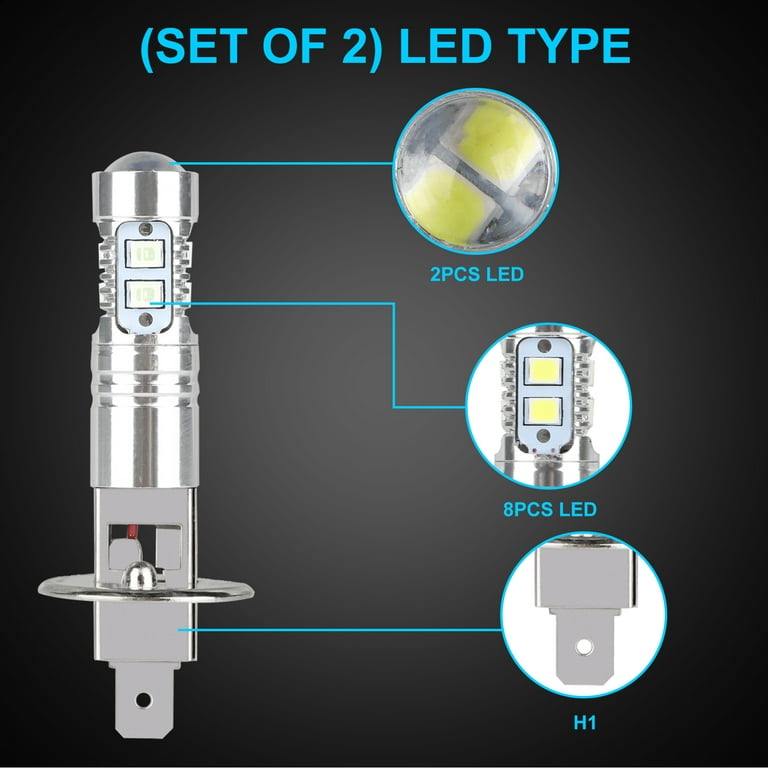 TSV 2x H1 Blue LED Headlight Bulb 8000K 1200LM Super Bright H1 Car Light  Bulb Replacement for Headlight / Fog Light / Daytime Running Light, Plug &  Play 