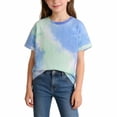 thumbnail image 5 of Babcutegg Kids Tie-Dye Short Sleeve T-Shirt – Casual Summer Cotton Top with Round Neck, Breathable Lightweight Outerwear for Everyday Wear Blue Size 3-4, 5 of 6