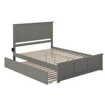 Madison Queen Platform Bed with Matching Footboard & Twin XL Trundle in Grey