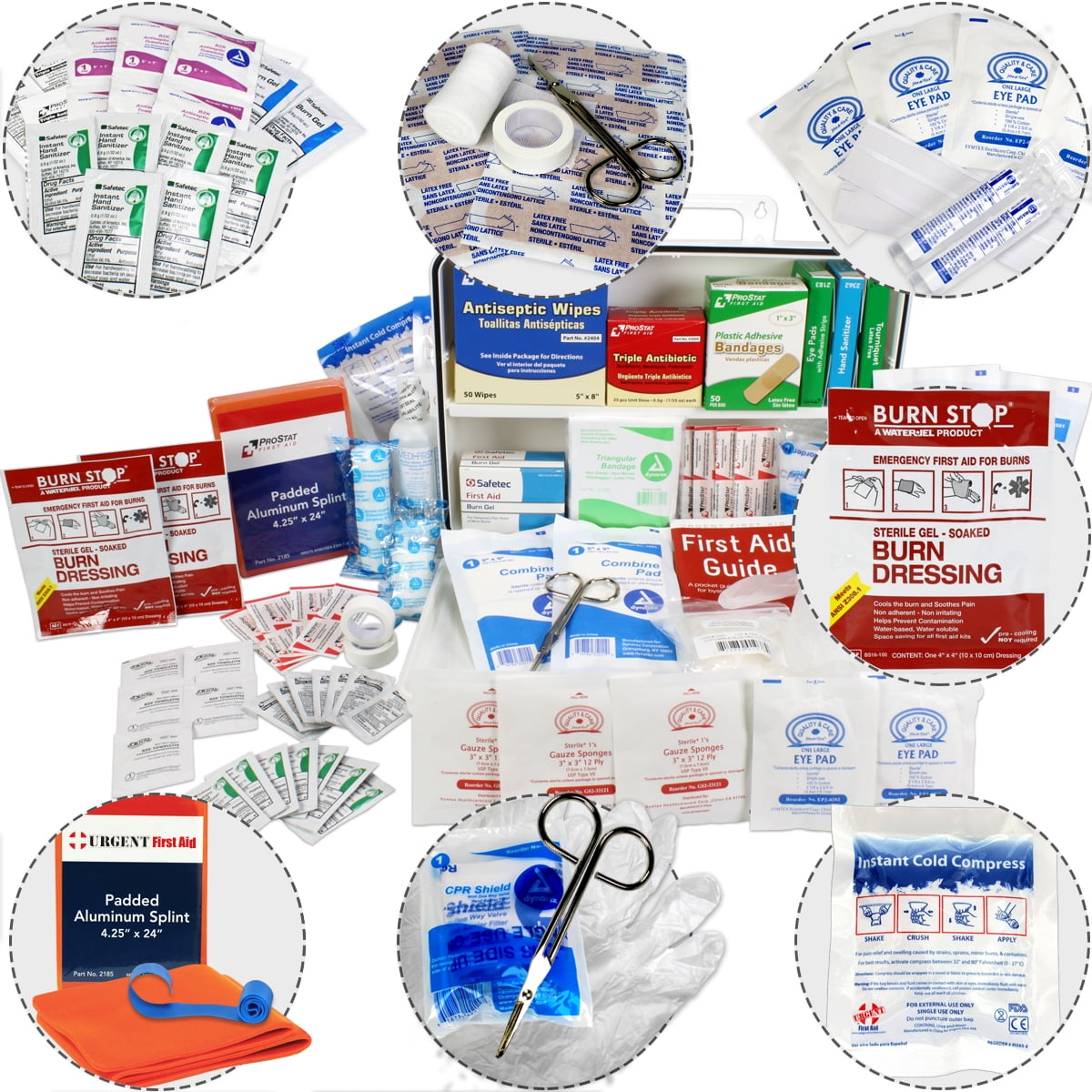 OSHA & ANSI First Aid Kit, 50 Person, 198 Pieces, Indoor/Outdoor Emergency Kit for Office, Home or Car, ANSI 2015 Class B, Types I, II & III, Gasketed for weather and moisture resistance, Made in USA