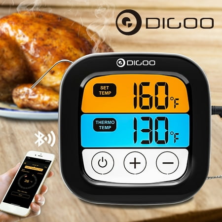 DIGOO Bluetooth Digital Cooking Thermometer Meat Thermometer for Smoker Oven Kitchen BBQ Grill Thermometer Clock Timer with Stainless Steel Temperature