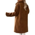 thumbnail image 3 of Frontwalk Women Long Sleeve Sherpa Jacket Winter Warm Outwear Ladies Lapel Travel Fleece Fuzzy Coat Brown 2XL, 3 of 3