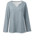 thumbnail image 4 of Bmisegm Long Sleeve Tops for Women V Neck Casual Blouse Loose Fit Solid Color Tops Everyday Womens Tops Light Blue XXXL, 4 of 6