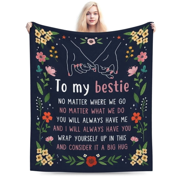 Best Friend Birthday Gifts for Women, Bestie Blanket Blue, Friendship Gifts for Women, Best Friend Blanket Gift, to My Bestie Flannel Throw Blanket for Christmas 50x40
