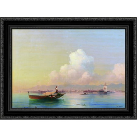 View of Venice from Lido 24x20 Black Ornate Wood Framed Canvas Art by Aivazovsky, Ivan