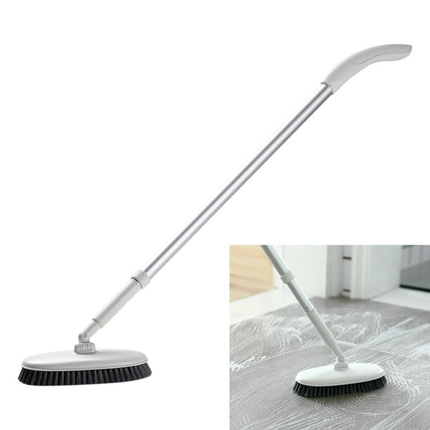 Práctico cepillo para fregar s con mango largo, cepillo de cerdas rígidas, cepillo de limpieza giratorio de 180 + 150 degree para azulejos de bañera d blanco Soledad Cepillo de limpieza para fregar pisos