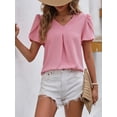 thumbnail image 5 of 2024 Summer Women's Casual V-neck Chiffon Bud Sleeve Temperament Top, 5 of 8