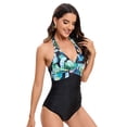 thumbnail image 4 of Defitshape Women's Sexy One Piece Swimsuit Beach Padded Swimming Ruched Summer Halter Criss Cross V Neck Tummy Control One Piece Bathing Suit Multicolored Large, 4 of 4