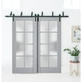 thumbnail image 3 of Sliding Closet Barn Bypass Doors with Frosted Glass | Veregio 7412 Matte Grey | Sturdy 6.6ft Rails Hardware Set | Wood Solid Bedroom Wardrobe Doors -72" x 80" (2* 36x80), 3 of 6