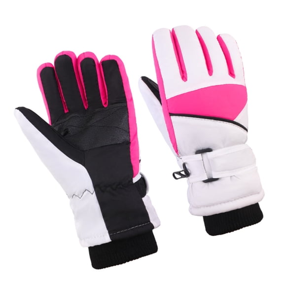 Kids Thermal Ski Gloves Double-Layer Windproof Snow Mittens Insulated Winter Sports Gloves for Boys Girls Outdoor Activities