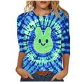 thumbnail image 1 of Camisetas de Pascua para las Mujeres Impresión de la Moda Suelta Casual Cuello Redondo Tres Cuartos de Manga Suéter, 1 of 5