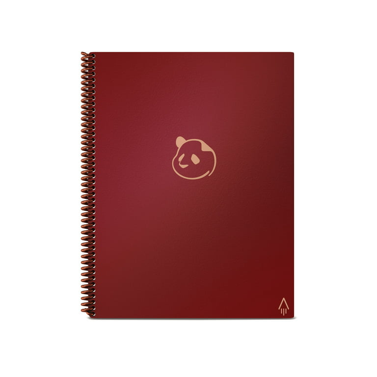 Rocketbook Reusable and Sustainable Smart Spiral Panda Planner, Undated -  Maroon - Letter Size Eco-friendly Notebook (8.5 x 11) - Daily, Weekly,  Monthly Planner Pages 