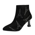 thumbnail image 1 of NECHOLOGY Botas Mujer Adulto Femenino Zapatos Botines para mujer Botas de invierno de tacón sexy de cuero de diseñador de Italia para mujer Tacón grueso (Black, 6.50), 1 of 7