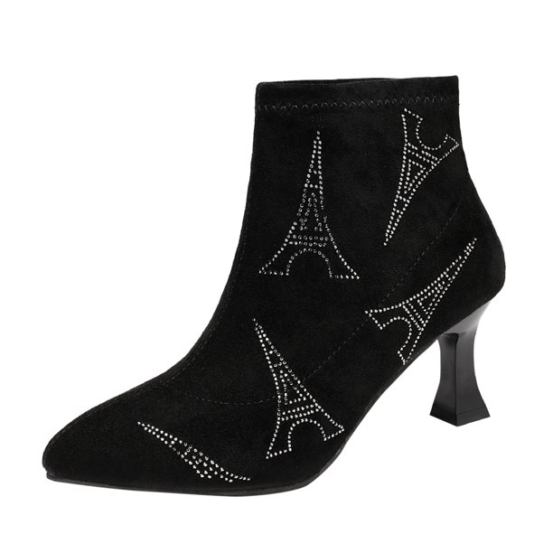 NECHOLOGY Botas Mujer Adulto Femenino Zapatos Botines para mujer Botas de invierno de tacón sexy de cuero de diseñador de Italia para mujer Tacón grueso (Black, 7)