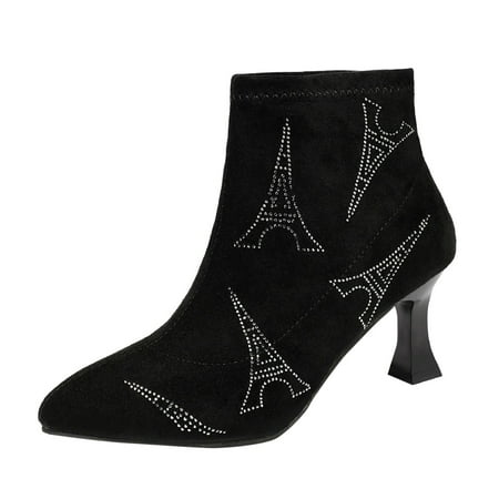 

KmaiSchai Ankle Boots For Women With Heel Italy Designer Gender Leather Heel Winter Boots For Women Thick Heel Womens Long Wide Calf Boots Black Flat Boots Women