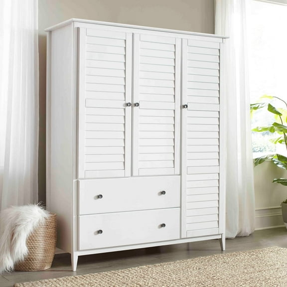 Grain Wood Furniture Greenport 3-Door Wardrobe, Brushed White