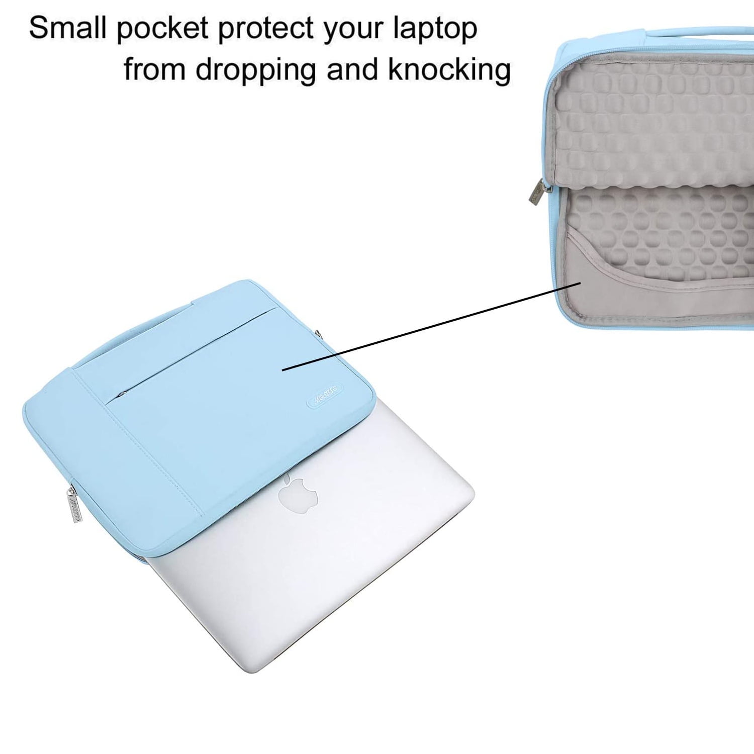 MOSISO for Macbook Air/Pro 13.3" Laptop Sleeve Briefcase Handbag Water Resistant Polyester Carrying Pouch Zipper Notebook Computer Bag, Airy Blue