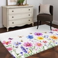 thumbnail image 3 of Colorful Wildflower Washable Area Rug 3x5 111 Bee Butterfly Purple Blue Pink Plant Low-Profile Large Area Rugs with Non Slip Backing Indoor Floor Carpet for Entrance Living Room Bedroom Home Office, 3 of 9