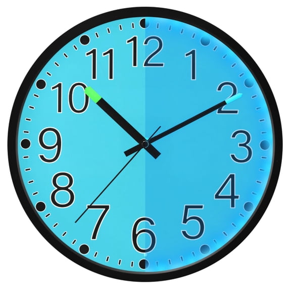 Ryvnso Blue Color 12 Inch Night Light Wall Clock Silent Battery Operated Luminous Clocks