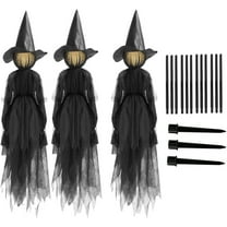 Halloween Decorations Outdoor, 3 Light Up Witches Holding Hands Witches with Stakes, Scary Screaming Witches with Stakes Standing Witch Halloween Decor for Home Outside Yard Lawn Garden Party