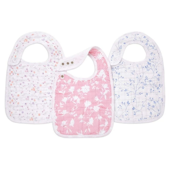 aden + anais Bavoirs pour Bébé Doux et Absorbants 100 % Coton Mousseline Bandana Réglable Ensemble de Bavoirs pour Garçons et Filles, 3 Pack, Mon Fleur