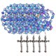 thumbnail image 2 of Collares de Cruz VentDepot 5Pzas 57cm 2.3x4.2cm Cruz Cuentas 8mm Vidrio Azul/Morado, 2 of 2