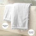 thumbnail image 3 of PAVILIA Fleece Throw Blanket for Couch with Pom Pom Fringe, White, Soft Cozy Fuzzy Flannel Blanket for Sofa Bed, Large Lightweight Plush All Season Throw, 60x80 Inches, 3 of 9