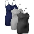 thumbnail image 2 of Emmalise Women's Basic Casual Long Camisole Cami Top Value Combo- 3Pk - Navy, HthGray, HthCharcoal, XX-Large, 2 of 8