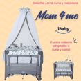 thumbnail image 2 of Cuna Corral Colecho MOM 4 ME ibaby Velo Alto Móvil Musical gris, 2 of 9