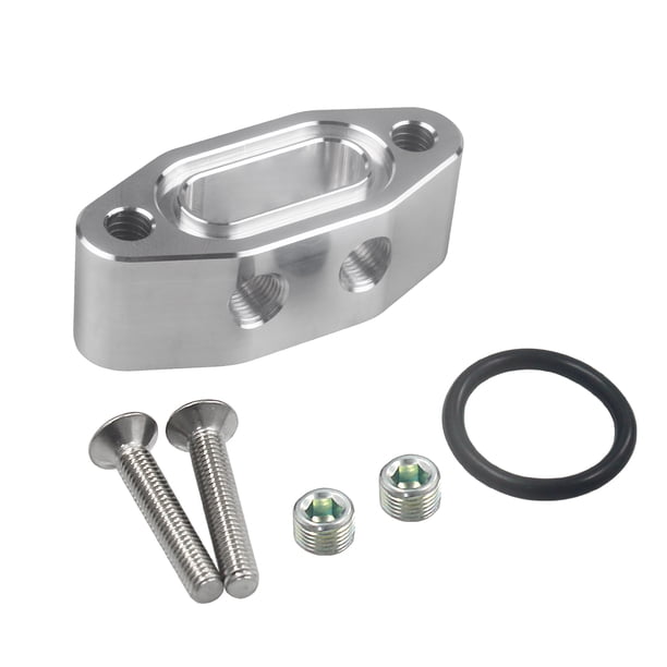 Asiento del sensor de presión de aceite Placa adaptadora de línea de alimentación de aceite LS TWIN TURBO DUAL 90 grados 1/8'' NPT LS1 LSX kit Puerto LS3 ángulo recto Placa Billet Cubierta del sensor