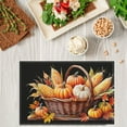 thumbnail image 3 of Fall Vintage Placemats Woven Basket Pumpkins Corn Cobs Fade-Resistant Place Mat Autumn Leaves Washable Placemat for Table Coffee Table Restaurant Deco Set Of 6 17.7x13 Inches, 3 of 5